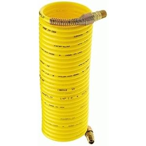 Amflo 4-25E 1 4 x 25' Economy Recoil Nylon Air Hose with 1 4 Swivel Fittings - Yellow by 