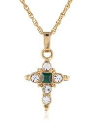 The Vatican Library Collection "Vatican Color Basics" Gold-Tone Emerald Crystal Cross Necklace, 16"