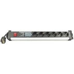 REV Ritter SupraLine PC Leiste mit Netzfilter in Aluminium Steckdosenleiste 6 - fach mit Spannungsschutz 3.0 m Aluminium