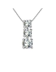 1.00 CT Diamond Three Stone I1 G-H Pendant 14K White Gold / Yellow Gold Necklace
