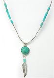 Southwest Design Turquoise Heishi with Turquoise Inlay and Sterling Silver Pendant on Liquid Silver
