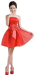Strapless   Short  Ball Gown Evening Dress/Bridesmaid Dress/Prom Dress/Party Dress/Wedding Dress  With a Bow(s)