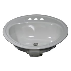 Crane Plumbing 1319V Atlanta 20-by-17-Inch Oval Self-Rimming Countertop Lavatory, Porcelain Enameled Steel