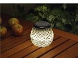 Outdoor Living : solar cream mosaic glass table lantern