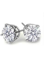 Si2 0.16Ct Round Diamond Solitaire Stud Earrings 18K Gold Cert