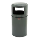 ~:~ RUBBERMAID ~:~ Atrium Dome Top Waste Container, Round, Fiberglass, 28gal, Gray