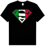 Superman ITALIAN SHIELD Italy Italia Adult Black T-shirt Tee Shirt