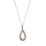 Sterling Silver Diamond Open Teardrop Pendant Necklace