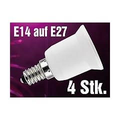 Lunartec Lampensockel-Adapter E14 auf E27, 4er-Set