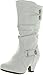 Bag56 Kids Dual Strap Rhinestone Button Slouch Kitten Heel Mid Calf Riding Boots