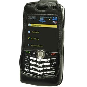 Elite Leather Case with Spring & Swivel Clip for BlackBerry Pearl 8100 (Black)