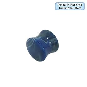 Small Gauge Blue Marble Style Ear Plug - 6 Gauge - 4mm