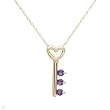 Heart Necklace With Genuine Amethysts Crafted in Yellow Gold Length 18in
