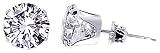 Sterling Silver 12 MM Round Clear Cubic Zirconia Stud Post Friction Back Earrings