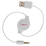 Search : Retractable USB to 1/8-inch Headphone Input Apple iPod Shuffle Transfer Sync Cable - Color White