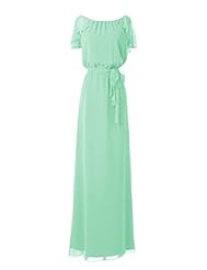 Lace Cap Sleeves Chiffon Evening Dress/Bridesmaid Dress/Prom Dress  With a Sash 