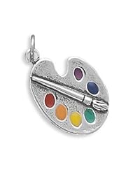 Painters Palette with Enamel Colors Charm