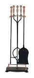 Panacea 15006 Antique Fireplace Toolset with Brass Handles, 5 Piece set