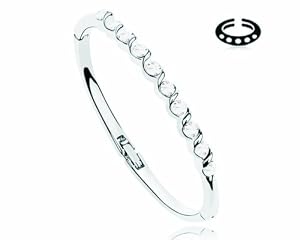 Bracelet Femmes - Swarovski Elements transparent - Métal en alliage plaqué or blanc - Diamètre intérieur: 4.8cm X 5.1cm