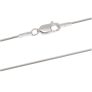 Sterling Silver Snake Chain 16 Inch x 1mm Necklace with Lobster Clasp