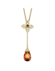 Gold-plated Sterling Silver Champagne/Black/White CZ 18 Inch Y-drop Necklace