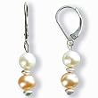 Silver Leverback Cream & Peach Cultured Pearl Earrings Silver Leverback Cream & Peach Cultured Pearl Earrings