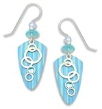Adajio By Sienna Sky Blue Striped Shield with Silver Bubble Overlay Earrings 7178