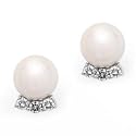 18k White Gold Cultured Akoya Pearl and Diamond Earrings