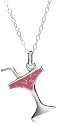 Jo For Girls Silver Pink Enamel Sparkle Cp76 Celebration Glass Pendant on 14" Chain