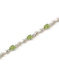 14kt Yellow Gold Oval Peridot and Diamond Bracelet