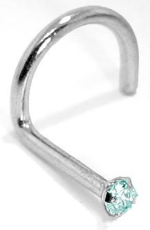 1.5mm Aquamarine (March) - 950 Platinum Nose 