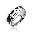 316L Surgical Stainless Steel Ring - Black with Gay pride - Size: 9-13