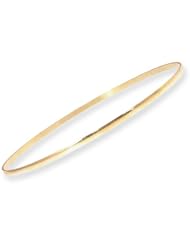 14k Yellow Gold, Classic Plain Polished Slip On Bangle Bracelet 2mm Width