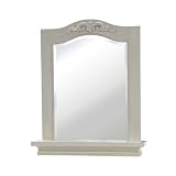 Elite Home Fashions Umbo Collection Framed Mirror with Shelf, Antique Ivory