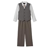 Boys Cherokee® 4pc Vest and Tie Set - Taupe/Ecru/Khaki