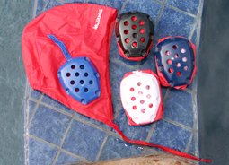 Sprint Water Polo Goalie Cap Red with Blue Ear Protection Guard #1
