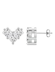 2.7 ct Three Stone Princess Diamond Stud Earrings