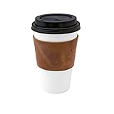 Rustic Leather Reusable Coffee & Tea Sleeve, Insulator, Hand Protector & Drink Grip for Paper Cups Handmade by Hide & Drink :: Bourbon Brown