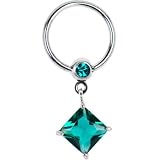 14 Gauge Zircon Cubic Zirconia Square Captive Ring