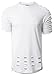 Mens Hipster Hip Hop Rip & Tear with Side Vent Zipper T-Shirt-White(S)
