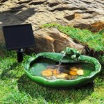 Sunny Frog Solar Fountain - Ceramic Green