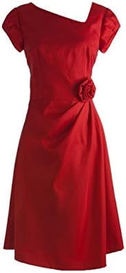 HoneyStores Modest Satin Bridesmaid Dress with Assymetrical Neckline Red Size 2