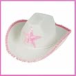 White Felt Cowgirl Cowboy Hat With Pink Star