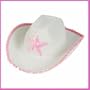 White Felt Cowgirl Cowboy Hat With Pink Star [Health and Beauty]