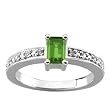 14K White Gold Chatham Created Emerald and Diamond Ring