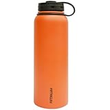Lifeline 7502OR Orange Stainless Steel Wide Mouth Water Bottle - 40 oz. Capacity