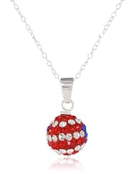 American Flag Crystal Fireball Pendant Necklace, 18"