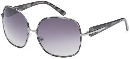 New Romance Metal Oversize Classic Fashion Women Retro Hipster Sexy Sunglasses, Silver and Tortoise