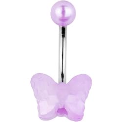 Purple Faux Pearl Heart Butterfly Ring