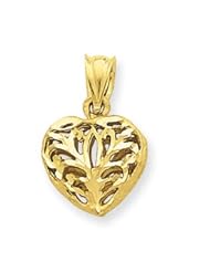 14k Gold Fancy Heart Charm